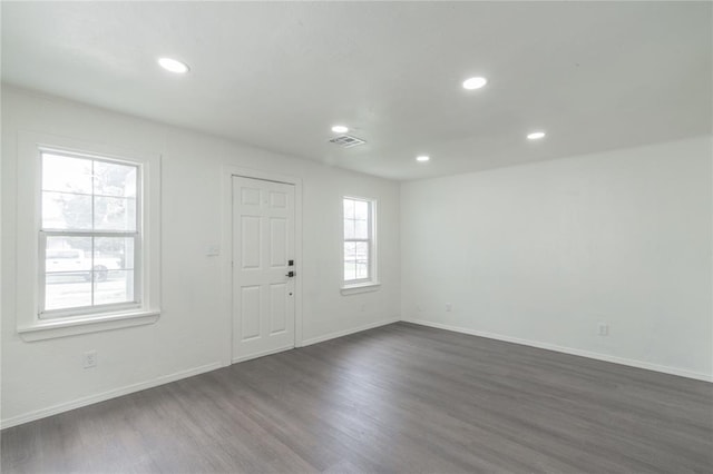 2220 SW 28th St, Oklahoma City, OK 73108 - foyer featuring dark wood finished floors and recessed lighting