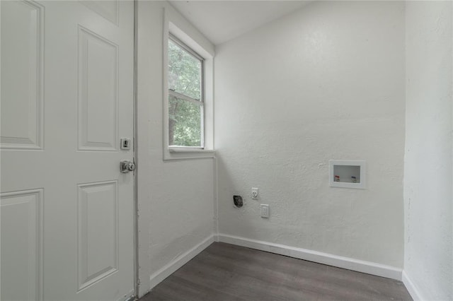 2220 SW 28th St, Oklahoma City, OK 73108 - laundry area with dark wood-style floors, hookup for an electric dryer, and washer hookup