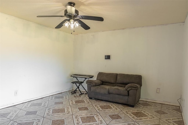 2120 E Robberts Ave, Kingfisher, OK 73750 - living area featuring ceiling fan and light tile patterned floors