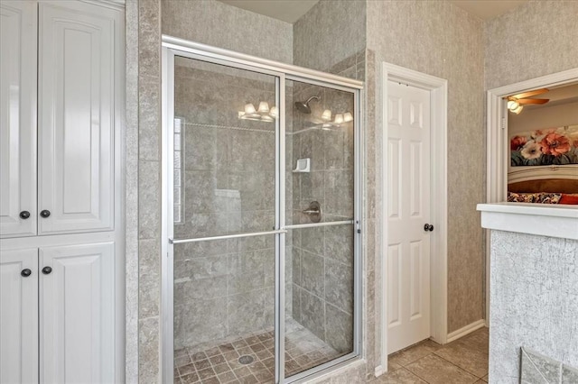 1716 NW 182nd St, Edmond, OK 73012 - bathroom featuring a stall shower and tile patterned flooring
