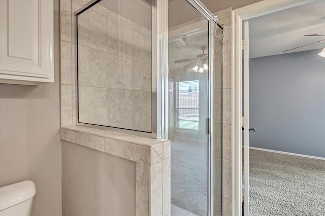 1716 NW 182nd St, Edmond, OK 73012 - full bath with a ceiling fan and a stall shower