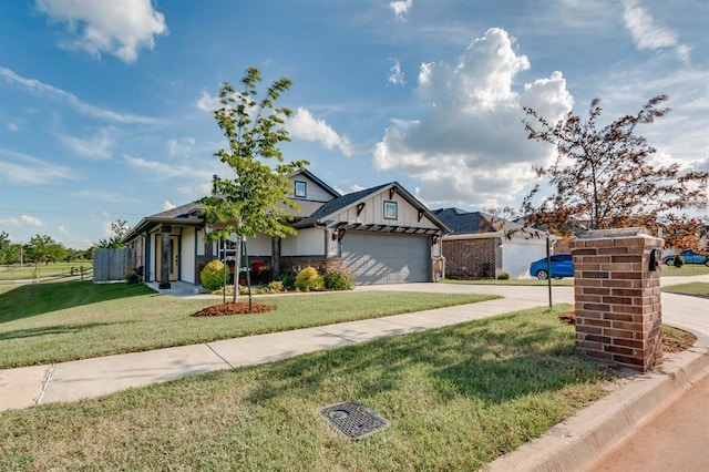 6420 SE 88th St, Oklahoma City, OK 73135 - view of front facade with board and batten siding, driveway, a front yard, and an attached garage