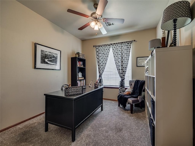 9021 NW 81st St, Yukon, OK 73099 - carpeted office space with baseboards and ceiling fan