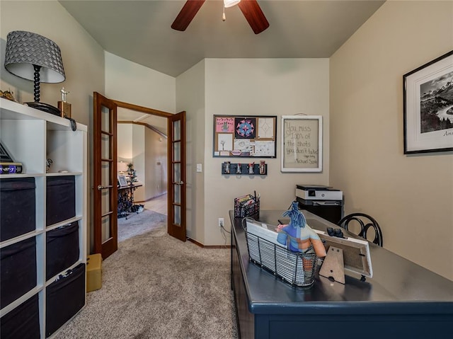 9021 NW 81st St, Yukon, OK 73099 - office space with french doors, carpet floors, and a ceiling fan