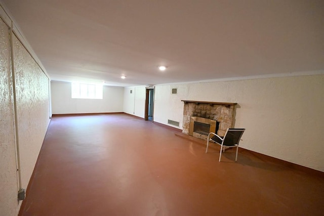 1712 W University Ave, Stillwater, OK 74074 - below grade area with a fireplace and recessed lighting