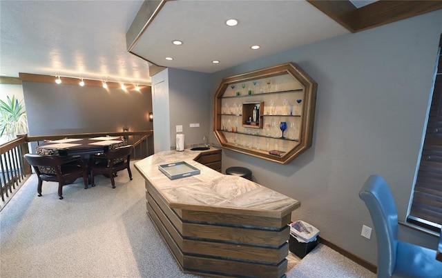2202 NW 45th St, Oklahoma City, OK 73112 - home office with carpet floors and recessed lighting