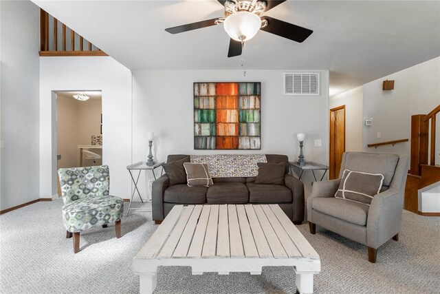 2202 NW 45th St, Oklahoma City, OK 73112 - living area with carpet flooring and a ceiling fan