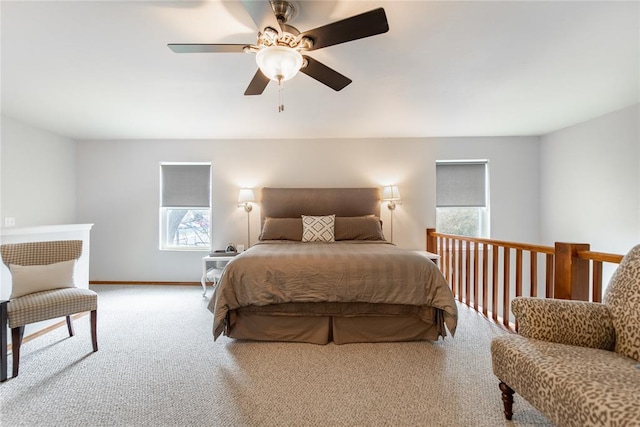 2202 NW 45th St, Oklahoma City, OK 73112 - bedroom with carpet flooring, multiple windows, and a ceiling fan
