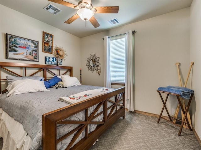 56201 E 285th Rd Unit F36, Afton, OK 74331 - bedroom with carpet flooring and ceiling fan