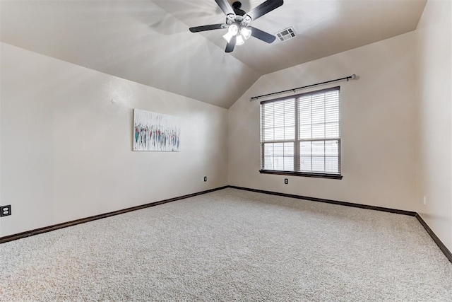 921 Tea Rose Dr, Yukon, OK 73099 - additional living space featuring carpet, ceiling fan, and vaulted ceiling