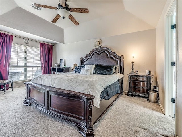 516 SW 161st St, Oklahoma City, OK 73170 - carpeted bedroom with lofted ceiling and ceiling fan