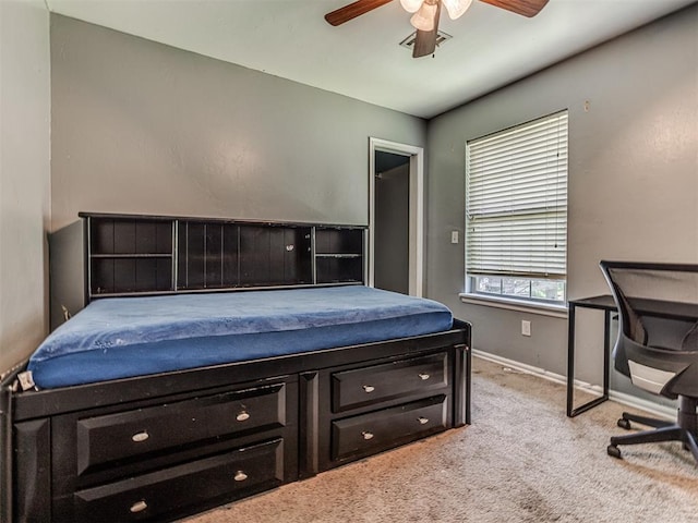 516 SW 161st St, Oklahoma City, OK 73170 - carpeted bedroom with an office area and ceiling fan
