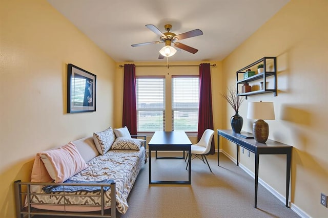 4621 Deer Ridge Blvd, Yukon, OK 73099 - living area featuring ceiling fan and carpet flooring