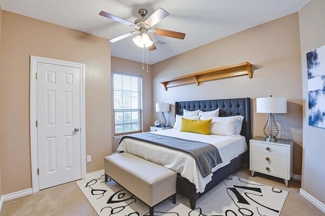 4621 Deer Ridge Blvd, Yukon, OK 73099 - bedroom featuring light colored carpet and a ceiling fan
