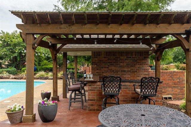 4719 W Two Lakes Ave, Norman, OK 73072 - view of patio with a pergola and an outdoor pool