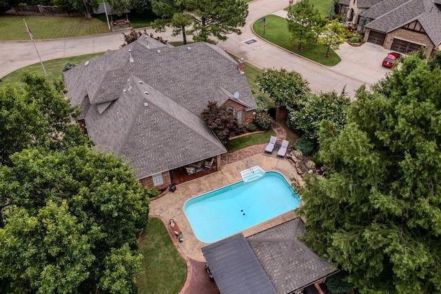 4719 W Two Lakes Ave, Norman, OK 73072 - view from above of property with a pool