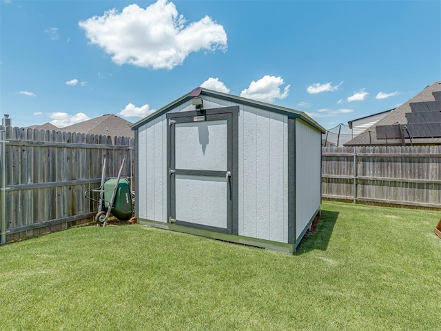 10101 NW 137th St, Yukon, OK 73099 - view of shed featuring a fenced backyard