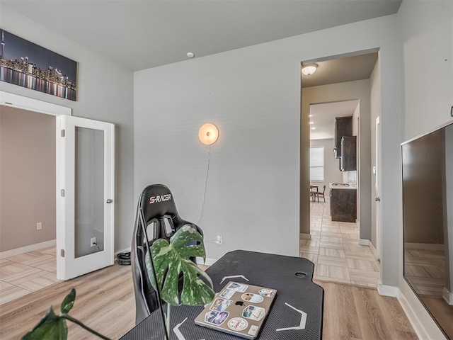 3903 Painted Bird Ln, Norman, OK 73071 - office area featuring parquet flooring and french doors