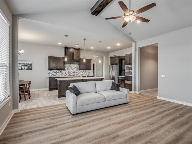 3903 Painted Bird Ln, Norman, OK 73071 - living area with recessed lighting, a ceiling fan, healthy amount of natural light, and light wood-style floors