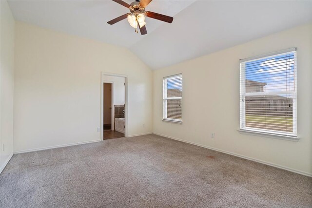 11829 NW 133rd St, Piedmont, OK 73078 - spare room with ceiling fan, carpet flooring, and lofted ceiling