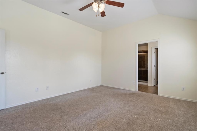 11829 NW 133rd St, Piedmont, OK 73078 - carpeted empty room with a ceiling fan and vaulted ceiling