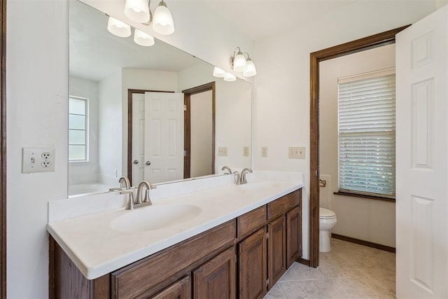 8317 NW 105th St, Oklahoma City, OK 73162 - full bath featuring double vanity and tile patterned floors