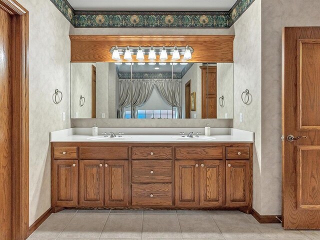 4109 Riva Ridge Ct, Edmond, OK 73003 - bathroom with double vanity and tile patterned floors