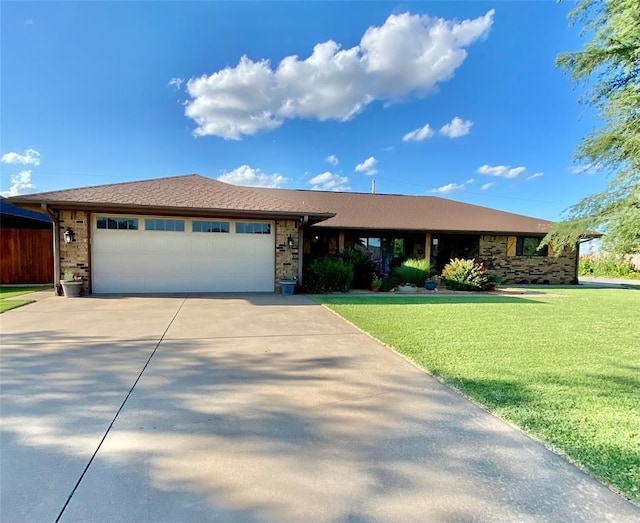 513 9th Street Cir, Hydro, OK 73048 - ranch-style house with an attached garage, a front yard, concrete driveway, and brick siding