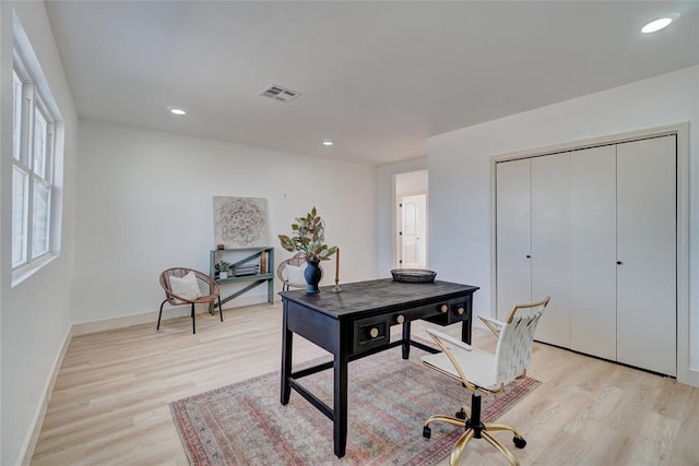 1646 County Road 1245, Tuttle, OK 73089 - home office with light wood-style floors and recessed lighting