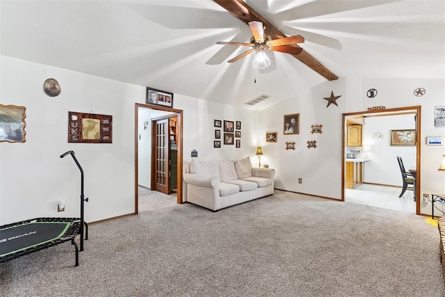 410 E Johnson St, Lexington, OK 73051 - living area featuring light carpet and ceiling fan