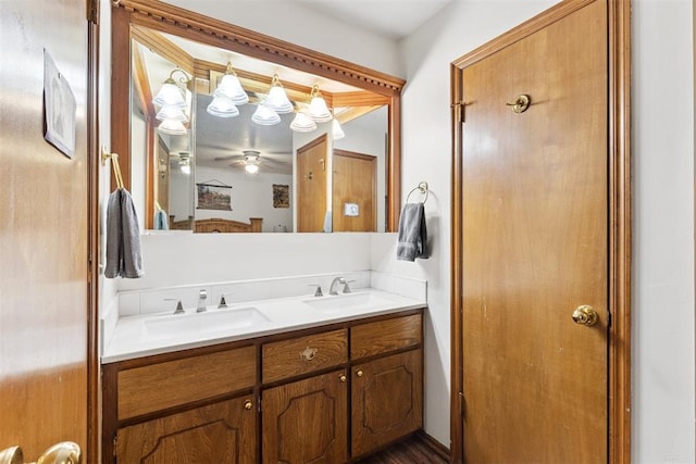 410 E Johnson St, Lexington, OK 73051 - full bathroom with double vanity and ceiling fan