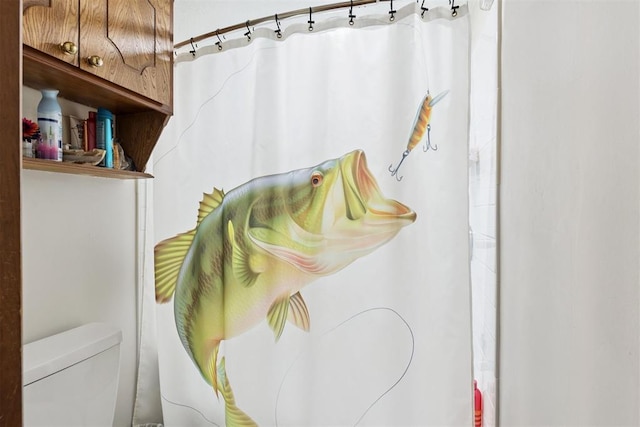 410 E Johnson St, Lexington, OK 73051 - bathroom with toilet and curtained shower