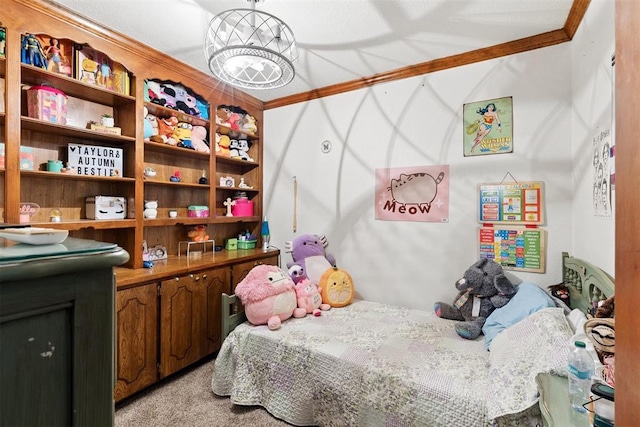 410 E Johnson St, Lexington, OK 73051 - bedroom with ornamental molding and light carpet