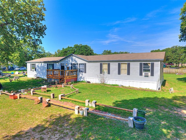 106411 Happy Trails Rd, Mcloud, OK 74851 - manufactured / mobile home with a wooden deck