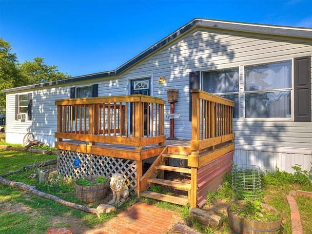 106411 Happy Trails Rd, Mcloud, OK 74851 - rear view of house with a wooden deck and cooling unit