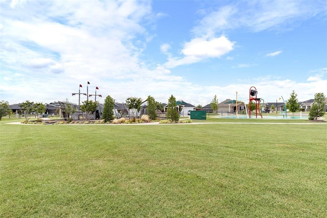 8705 Gibbs Dr, Oklahoma City, OK 73135 - view of community featuring a yard, a residential view, and community basketball court