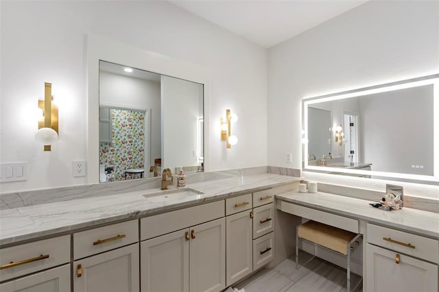 2800 E 15th St, Edmond, OK 73013 - full bath with vanity and tile patterned flooring