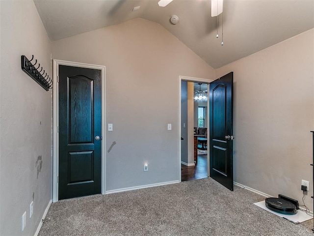 2724 SE 97th St, Oklahoma City, OK 73160 - unfurnished bedroom featuring vaulted ceiling, carpet flooring, and ceiling fan