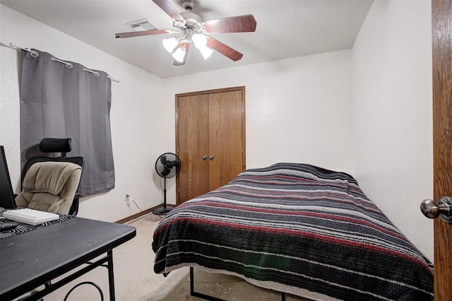 10633 NW 38th St, Yukon, OK 73099 - carpeted bedroom featuring ceiling fan and baseboards