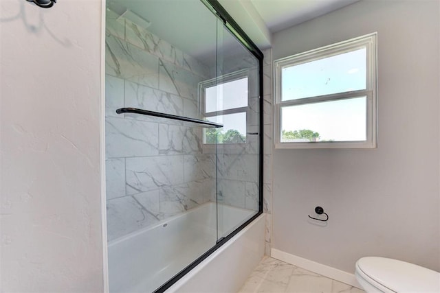 1317 E Boyd St, Norman, OK 73071 - full bath featuring marble look tile flooring and shower / bath combination with glass door