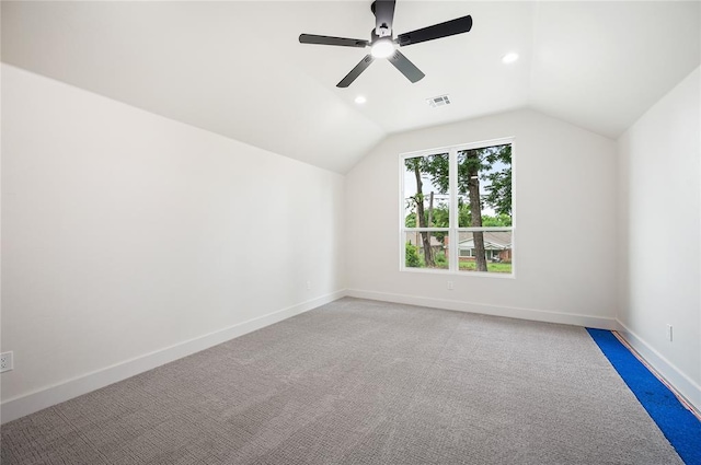 2705 NW 40th St, Oklahoma City, OK 73112 - bonus room featuring a ceiling fan, lofted ceiling, recessed lighting, and carpet flooring