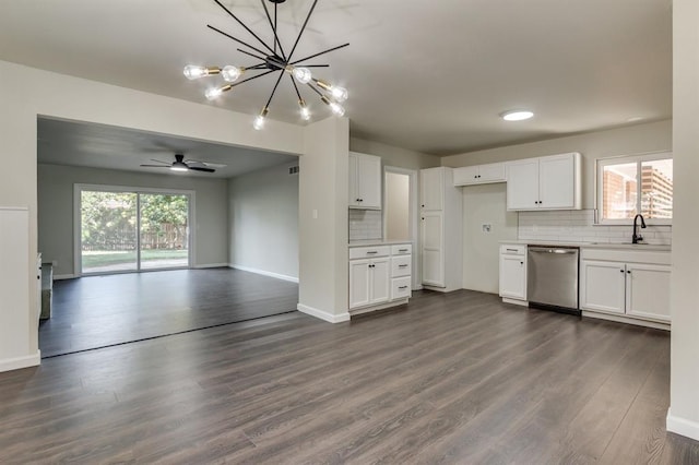 3325 NW 65th St Unit 4057723241, Oklahoma City, OK 73116 - kitchen featuring dishwasher, open floor plan, decorative backsplash, and light countertops