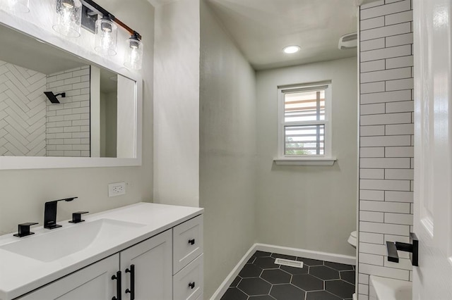 3325 NW 65th St Unit 4057723241, Oklahoma City, OK 73116 - full bath with vanity, tile patterned flooring, shower / tub combination, and recessed lighting