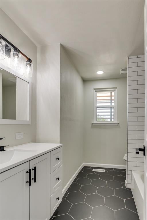 3325 NW 65th St Unit 4057723241, Oklahoma City, OK 73116 - full bath with vanity, recessed lighting, and tile patterned floors