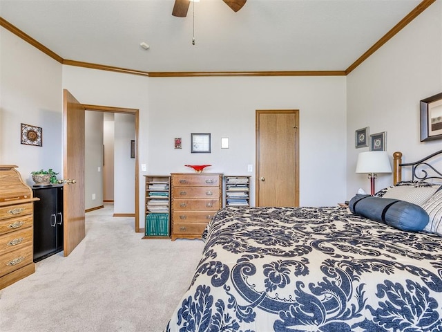 1405 Cambridge Ct, Shawnee, OK 74804 - carpeted bedroom featuring ornamental molding and ceiling fan