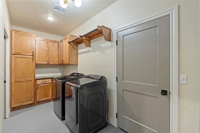 1074 Fawn Meadow Dr, Blanchard, OK 73010 - washroom featuring cabinet space and separate washer and dryer