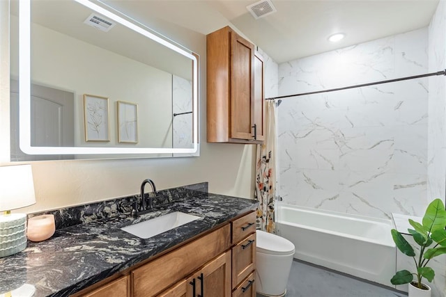 1074 Fawn Meadow Dr, Blanchard, OK 73010 - bathroom with vanity and shower / bathtub combination with curtain