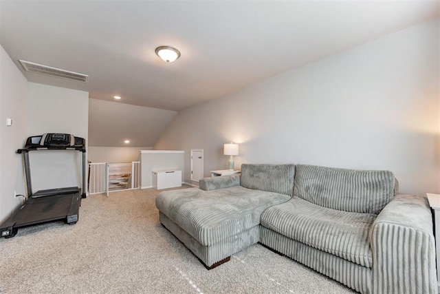 10409 NW 25th St, Yukon, OK 73099 - carpeted living room with lofted ceiling and baseboards