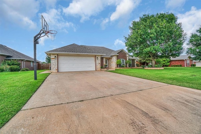 517 N Quail Run, Altus, OK 73521 - view of front of property with stone siding, an attached garage, and concrete driveway
