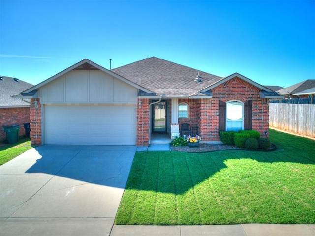 18204 Summer Grove Ave, Edmond, OK 73012 - single story home with an attached garage, concrete driveway, brick siding, and roof with shingles
